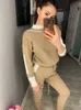 Women Tracksuit Clothes Spring Autumn Pullover Sweater Top And Slim Pants 2 Piece Sets Woman Sportsuits Knit Outfit 210525