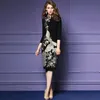 Women Chinese Style Cheongsam Phoenix Flower Embroidery Pencil Dresses High Waist 3/4 Sleeve Stand Collar Zipper Dress D91114I 210416