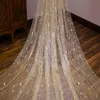 Véu de noiva luxuoso com lantejoulas brilhantes, vestido de noiva com cauda super longa e brilho dourado, tamanho mínimo de três metros de comprimento e 15 mete1175340