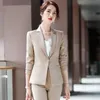 Elegante temperament casual professionele vrouwen broek pak tweedelige mode slanke kantoor dame jas hoge kwaliteit casual 210527
