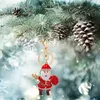 クリスマスの装飾キーチェーンラインストーンキーリングサンタクロースハンドバッグバッグ車のキー財布の装飾クリスマスホリデーパーティーギフト