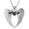 Yacq Guardian Angel Wing Heart Ketting Antiek Zilver Kleur Vrouwen Meisjes Biker Bling Crystal Sieraden Geschenken Drop NC06