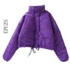 겨울 자켓 여성 패션 반사 스트라이프 두꺼운 파카 긴 소매 보라색 핑크 따뜻한 파카 코트 숙녀 코트 210521