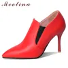 Women Short Boots Shoes Super High Heel Ladies Pointed Toe Stiletto Heels Ankle Autumn White Red Size 34-45 210517