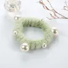 Scrunchie Stretch Headband Scrunchies Kvinnor Flickor Elastiska Faux Fur Pearl Hair Bands Tillbehör Hårband Ring Huvudbonad 50PCS 1574 B3