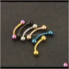 Perno per piercing al sopracciglio 8mm Set di anelli a banana Interi 120 pezzi Gioielli per il corpo moda Acciaio inossidabile Bilanciere per orecchio Mix 5 Color245A