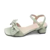 Thick Heel Sandals Women Rivet Bow Summer Shoes Casual Outdoor Open Toe High Beige Green Mujer