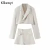 Klkxmyt Suit Two Pieces Sets Women Chic Fashion Single Button Black Short Blazers Jackets High Wasit Skirts 210527