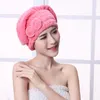 Coral Velvet Super Absorbent Dry Hair Caps Duschhandduk Snabbtorkande Hår Mössor Elastisk Band Söt Båge Kvinnor Lady Turban Head RRD12612