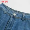 Women Fashion Dark Blue Wide Leg Jeans Vintage High Waist Zipper Fly Female Denim Pants 4M64 210416