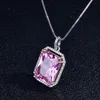 Ketting oorbellen setto eenvoudige vierkante roze kristallen sieraden prachtige trouwringen voor vrouwen