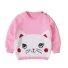 Outono inverno menino menina manga comprida desenhos animados gatinho camisola de malha meninos meninas suéteres para crianças 210429