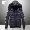 Vinter jacka män päls krage varm tjock parka manlig ytterkläder termisk ullfodral dunjacka coats fleece hooded snow parka 211110