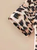 Garotas garotas contraste leopard colorblock tee vestido she01