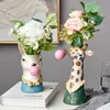 Resina desenho animado vaso de cabeça vaso de flor goma de bolha zebra girafa panda veado coelho urso animal artesanato criativo decoração 21040973335449