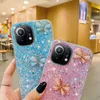 Coque papillon à paillettes pour Xiaomi, compatible modèles Redmi Mi 10, 11 Lite, POCO X3 Pro, F3, Redmi Note 10Pro, 10S, 9, souple