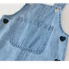 Barn Overaller Sommar Baby Denim Kort Byxor Strap Shorts Kärlek Utskrift Kid Girls Jumpsuit Children's Jeans 210417