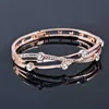 Charme Leker Charm Hollow Bangle para Mulheres Rosa Ouro Prata Cor Cúbico Zircônia Pulseira Declaração Jóias 140 LK7 Q0719