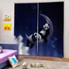 Vorhang Vorhänge Kreative Panda Mond Blackout Fenster Po Druck Vorhänge Für Wohnzimmer Kinder Schlafzimmer Blau