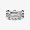 Cluster Ringen 925 Zilveren Drie Layer Snake Textuur Hoepel Vrouwen Mode Fijne Sieraden 2021 Sterling Ronde Ring Gift242Z