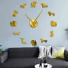 Dachshund Dog Breeds Large DIY Wall Clock Watch Puppy Animals Mirror Stickers Pet Store Decor Hanging Watch Gift For Dog Lover H1230