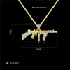 Iced Out Gold Machine Gun Wisiorek Pave Cyrkon Cyrkon Naszyjnik Pokoju z 24 Kubański Łańcuch Moda Biżuteria Hip Hop Dla Mężczyzn X0509