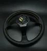 320mm Vertex Leather Steering Wheel Deep Dish For Hub Drifting Yellow Stitch