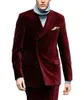 Orangefarbene Herren-Anzugjacke aus Samt, zweiteilig, zweireihig, Bräutigam-Smoking, schmale Passform, Hochzeitsanzüge (Blazer + Hosen), Blazer