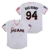 قمصان البيسبول MEN MAIMI BAD BANNY BASHIBALL Jersey White with Puerto Rico Flag Full Sitched Size Size S-3XL Top Quality