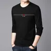 ファッションブランドTシャツメンズ高品質綿トップスストリートスタイルトレンド長袖Tシャツ韓国の男性服210629