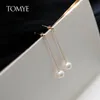 Pendientes de perlas de oro de 14 quilates TOMYE ED21026 cadena larga de lujo de alta calidad simple para mujeres regalos joyería