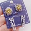 Mode Zirkoon Oor Studs voor Vrouwen Koreaanse 925 Silver Needle Sweet Flower Geometric Earring 2021 Nieuwe Trend Rhinestone Crystal Sieraden