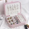 Universal Jewelry Organizer Display Travel Case Box Portable Button Leather Storage Zipper Jewelers Cosmetic Bags & Cases