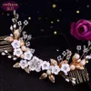 Double Head Hair Side Comb Crystal Bridal Headwear Crown Rhinestone with Wedding Jewelry Hair Accessories Diamond Bridal Crowns He2516