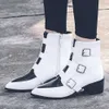 Meotina femmes bottines chaussures d'hiver boucle talons carrés bottes courtes couleurs mélangées chaussures à glissière femme automne grande taille 3-12 210608