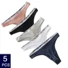 5Pcs Cotton Women G-String Panties Underwear Thong Sexy Skin-Friendly Ladies Soft Low Rise Lingerie Solid Underpants Fashion 210730
