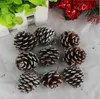 Christmas Decorations 9pc/bag Christmas Tree Decoration Pendant Natural Pine Cone Dyed White Paint Ornament JJA9487