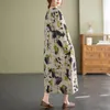 Sıradan Elbiseler 2022 Varış Baskı Çiçek Uzun Kollu Sonbahar Elbise Pamuk Keten Ofis Leydi İş Kadınlar Bahar Midi