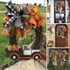 Decorative Flowers & Wreaths Halloween Farmhouse Wreath Decoration Thanksgiving Pumpkin Truck Pendant Window Door Party Garland Supplies For