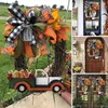 Decorative Flowers & Wreaths Halloween Farmhouse Wreath Decoration Thanksgiving Pumpkin Truck Pendant Window Door Party Garland Supplies For