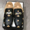 Women Slippers Princetown Loafers Slippers Sandals Half Slipper Warm Fur Classic Metal Buckle Embroidery Men Leather