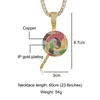 Hip Hop Bling Multicolor lipop Iced Out Bling Cubic Zircon Necklace & Pendant For Men Jewelry Charm Tennis Chain X0509