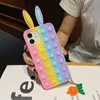 Rabbit Pop It Push Bubble Phone Cases para Iphone 13 12 11 PRO MAX 6 7 8 Plus Fidget Reliver Stress Funda de silicona 50pcs / lot