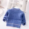 Dzieci dzianiny Kardigan Boy Sweter 2021 Wiosna Jesień Nowy O-Neck Swetry Dla Dzieci Dzieci Baby Clothing Toddler Solid Coat 0-5Y Y1024