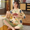 Pajama Set Женщины Соли Плюс Размер Бульвета Летние Шорты Хлопок Ночная Одьба С мягкой женской пижамой 4XL 5XL 210809