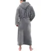 Vêtements de nuit pour hommes I -Jewelry S-5XL Hommes Soft Coral Fleece Solid Color Pockets Long Bath Robe Home Robe