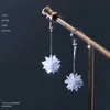 Genuine 100% 925 Sterling Silver Long Chain Snowflake Crystal Drop Earrings Fashion Dangle Ear For Women Charm Jewelry 210707