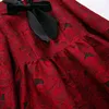 Summer Fashion Runway Dress Women Lantern Sleeve Bow Belt Elegant Red Flower Embroidery High waist Mini 210522