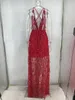 Sexy Red Sequins Summer Dress Women Bandage Bodycon Beach Party Long Elegant Backless Night Club es Vestidos 210517