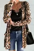 Kvinnors Leopard Print Open Front Jacket Cardigan Blazer Suit Tops Coat Ol Slim Casual Långärmad Blazer Feminino Blusa Outwear H1230